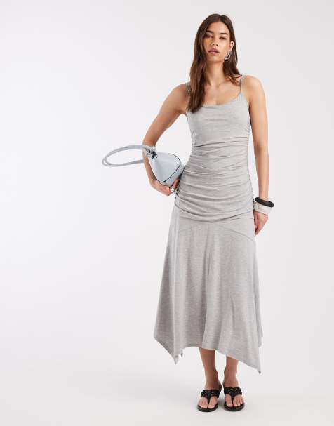 Laagam - Lume - Robe mi-longue asymétrique près du corps - Gris - view 1