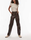 [Laagam] LAAGAM maia high waist pants in contrast black and brown stripe W40 Brown And Black
