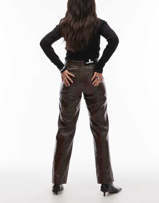 LAAGAM maia high waist pants in contrast black and brown stripe, 2 of 5