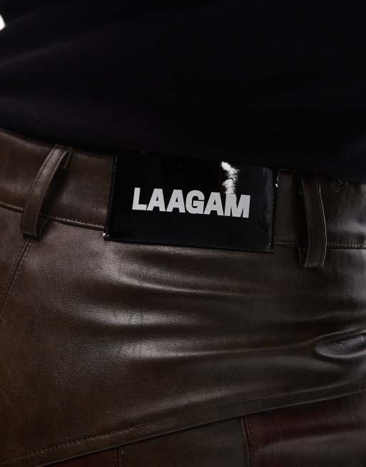 LAAGAM maia high waist pants in contrast black and brown stripe, 3 of 5