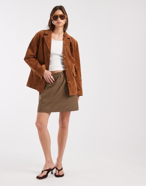 Laagam maira real suede long jacket in brown, 3 of 4