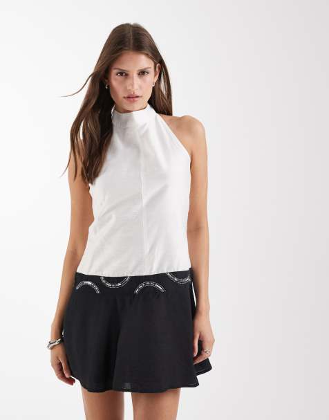 Laagam - Malen - Robe courte dos nu à sequins - Noir et blanc - view 1