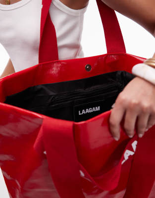 LAAGAM MALMO RED SHOPPER BAG 