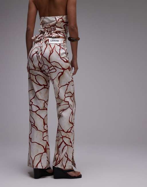 LAAGAM marble linen mix pants with red abstract print - part of a set, 2 of 4