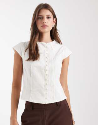 Laagam Laagam melani asymmetric blouse in white