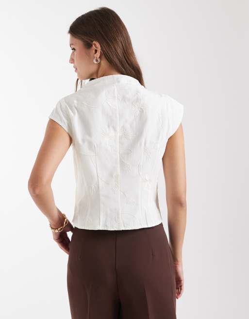 Laagam melani asymmetric blouse in white, 4 of 4