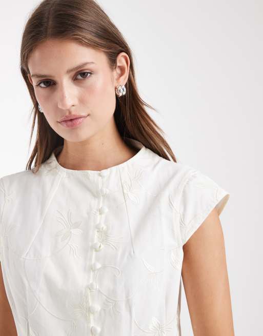 Laagam - Melani - Blouse asymétrique - Blanc, 3 de 4