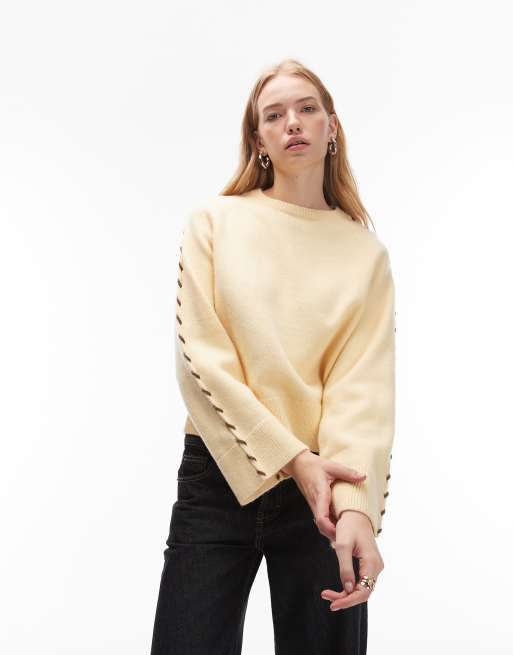 LAAGAM Melbourne pannacotta long sleeve knit jumper in yellow, 2 of 4