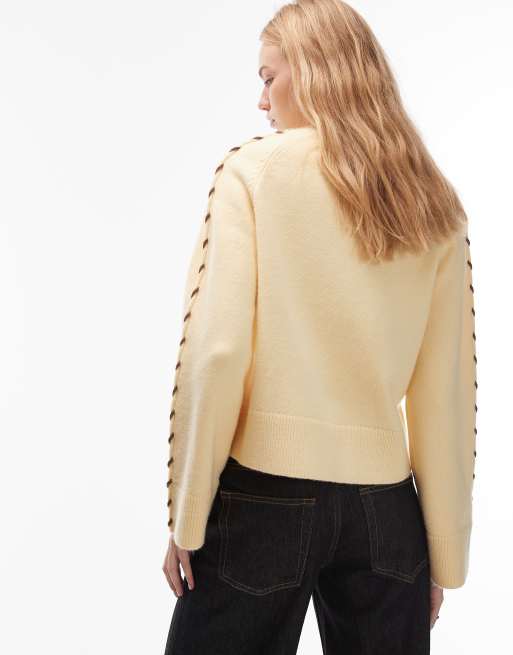LAAGAM Melbourne pannacotta long sleeve knit jumper in yellow, 4 of 4