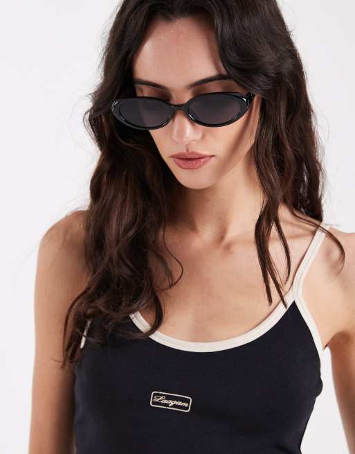 Laagam memfis strap contrast tank top in black, 2 of 4