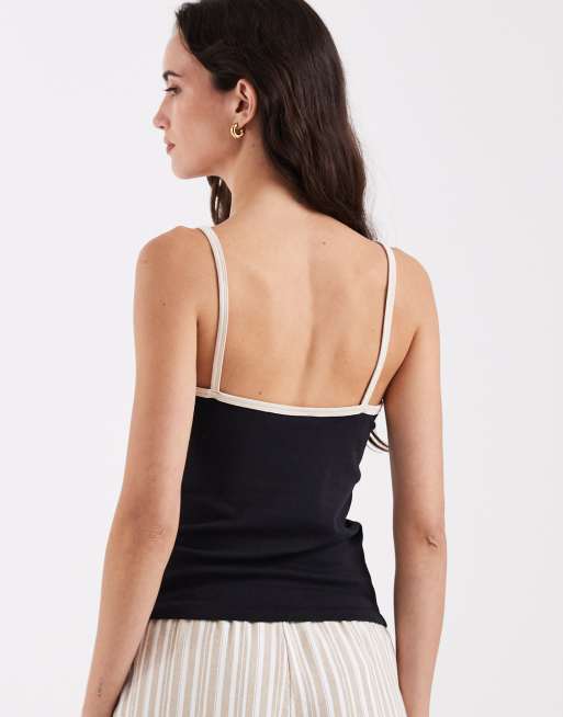 Laagam - Memfis - Tanktop met contrasterende bandjes in zwart, 4 van 4