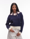 [Laagam] LAAGAM Naples long sleeve knit sweat in navy L NAVY
