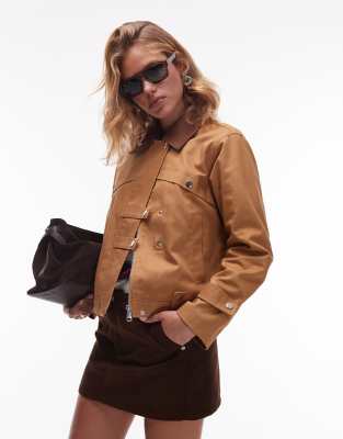 Laagam Nexa Serge Boxy Fit Work Jacket In Brown