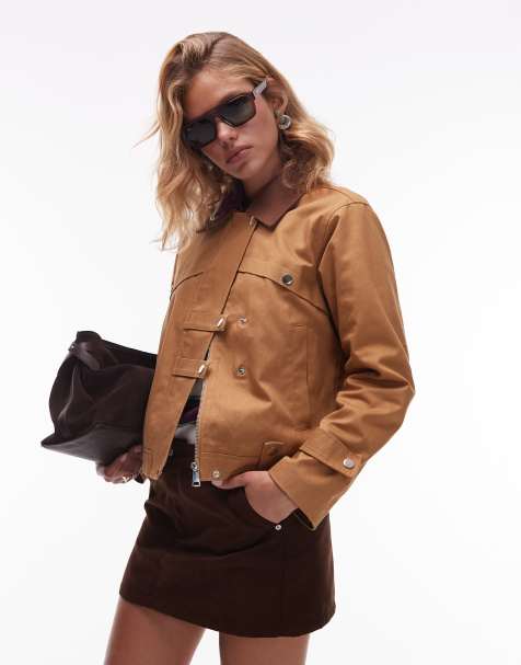 LAAGAM nexa serge boxy fit work jacket in camel - view 1