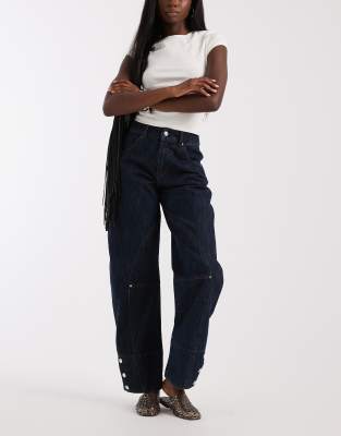 Noboh - Barrel-Jeans in Marineblau Marineblau S