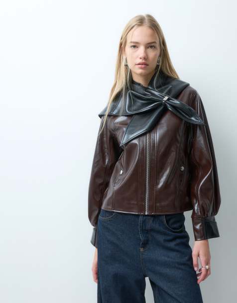 Laagam noor cape detail bomber jacket in brown - view 1