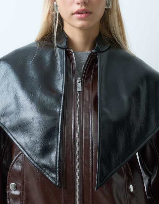 Laagam noor shoulder detail bomber jacket in brown, 2 of 4