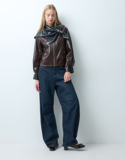 Laagam noor shoulder detail bomber jacket in brown, 3 of 4