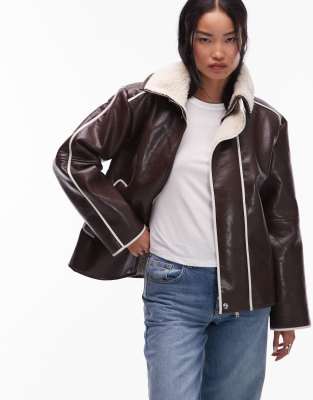 Laagam Nora Shearling Coat In Brown
