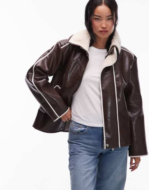 LAAGAM nora shearling coat in brown - view 1