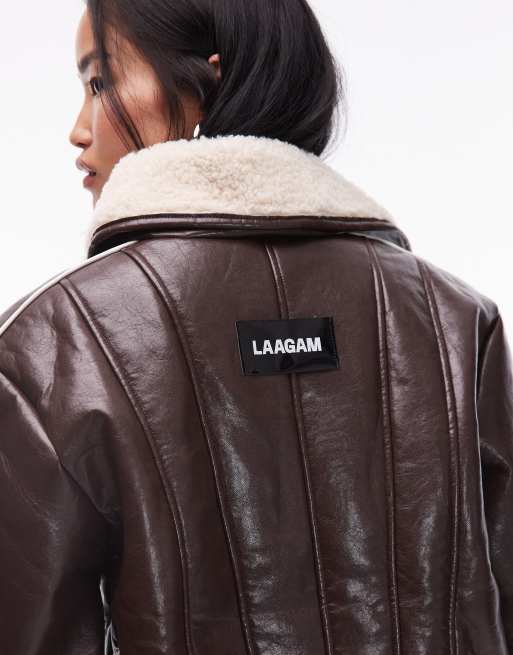 LAAGAM nora shearling coat in brown, 3 of 4
