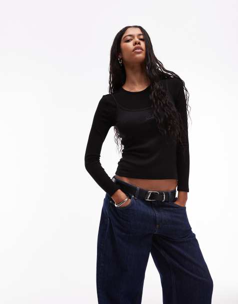 LAAGAM Nova double layer long sleeve t-shirt in black - view 1