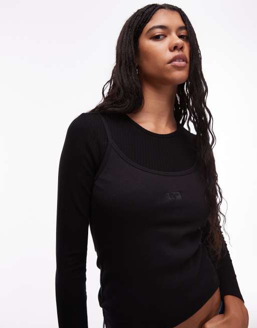 LAAGAM nova double layer long sleeve t-shirt in black, 2 of 4