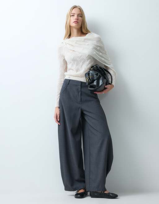 Laagam parker asymmetric textured knitted jumper in ecru, 3 of 4