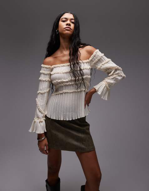 LAAGAM petra off shoulder sheer textured blouse in ecru - view 1