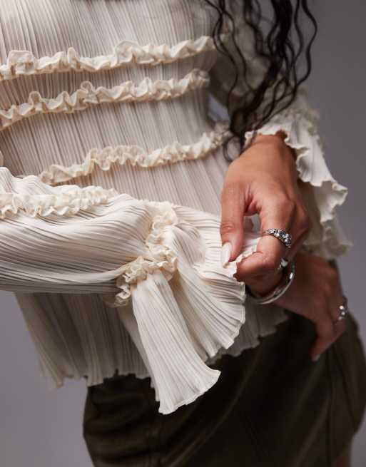 LAAGAM petra off shoulder sheer textured blouse in ecru | ASOS