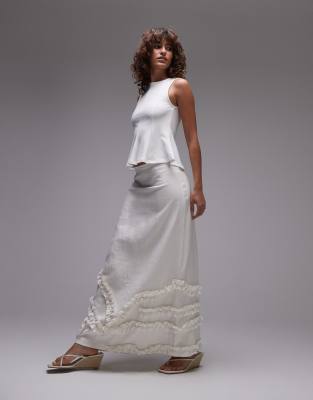 pinot maxi linen mix skirt in white