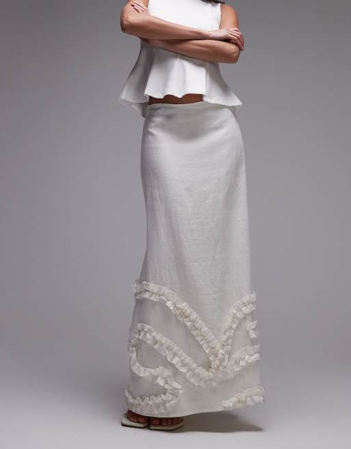 LAAGAM pinot maxi linen mix skirt in white, 2 of 5
