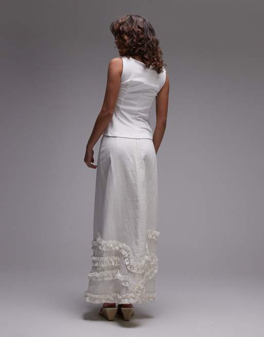LAAGAM pinot maxi linen mix skirt in white, 4 of 5