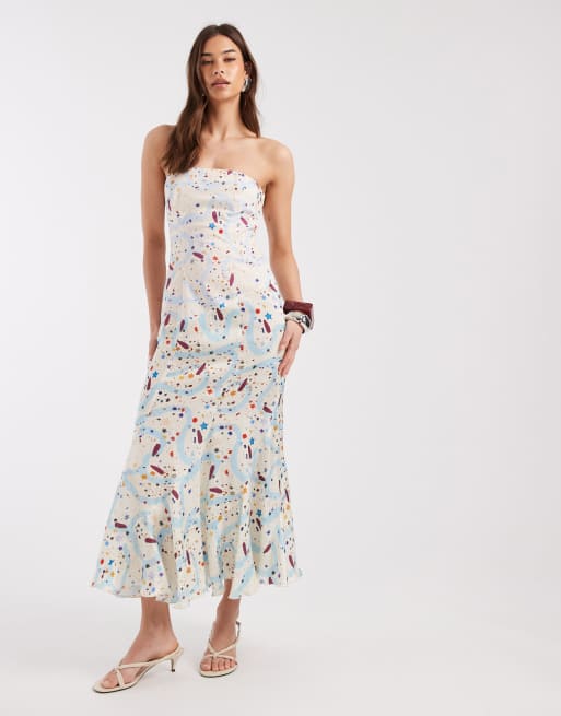 Laagam - Polly - Robe bandeau mi-longue à pois - Multicolore