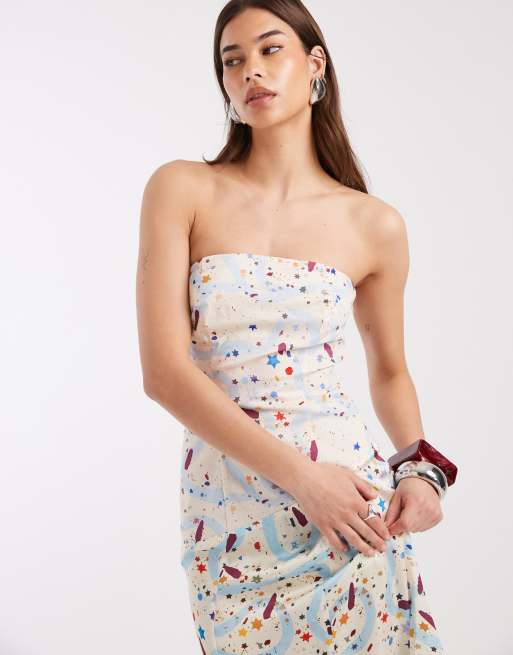 Laagam - Polly - Robe bandeau mi-longue à pois - Multicolore, 2 de 4