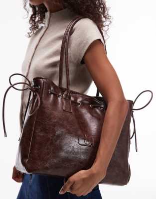 Laagam Robbin Multi Pocket Faux Leather Bag In Brown