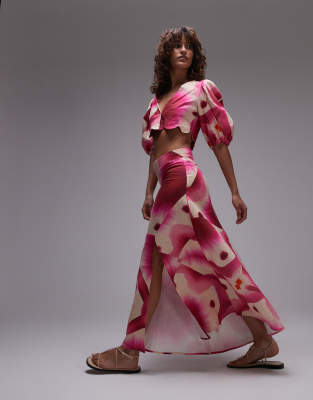 rose maxi skirt in pink - part of a set