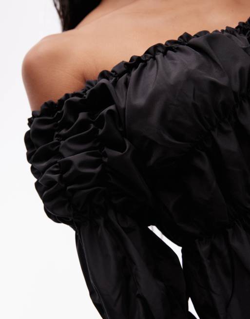 LAAGAM Sadie linen look ruched blouse in black, 2 of 4