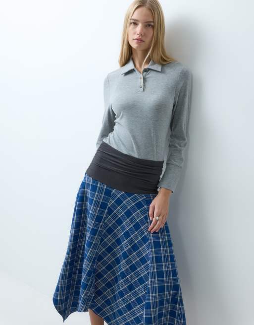 Laagam shantel squared midi dress in grey and blue check, 2 of 4