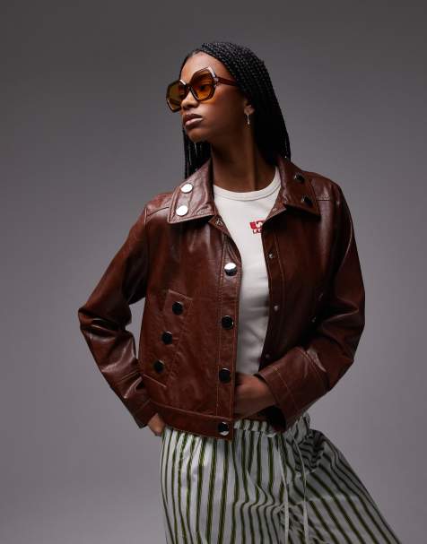 LAAGAM shirley brown faux leather jacket - view 1
