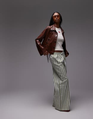 Shop Laagam Shirley Brown Faux Leather Jacket