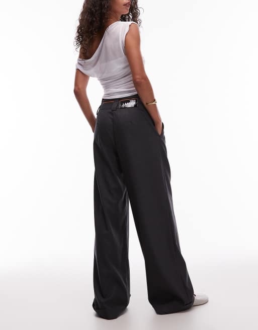 LAAGAM Smith high waist tailored pants with double waistband in grey, 5 of 5