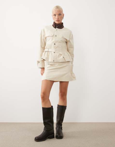 Laagam solace mini skirt in ecru co-ord