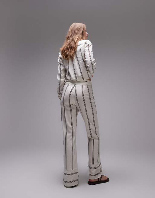 LAAGAM striped linen-blend pants in brown (Part of a set), 3 of 5