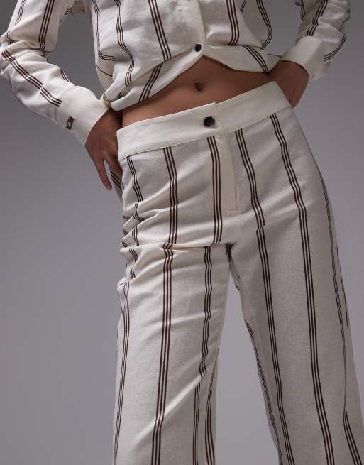 Laagam striped linen pants in brown co-ord, 2 of 5