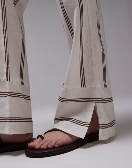 Laagam striped linen pants in brown co-ord, 4 of 5