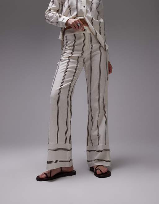 Laagam striped linen pants in brown co-ord, 5 of 5