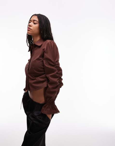 LAAGAM Sultana cinched ruched blouse in brown - view 1