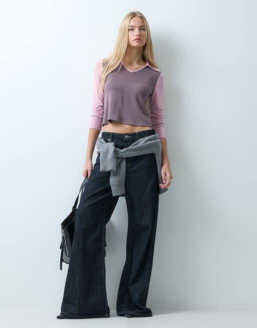 Laagam vesper long sleeve polo t-shirt in pink, 2 of 4