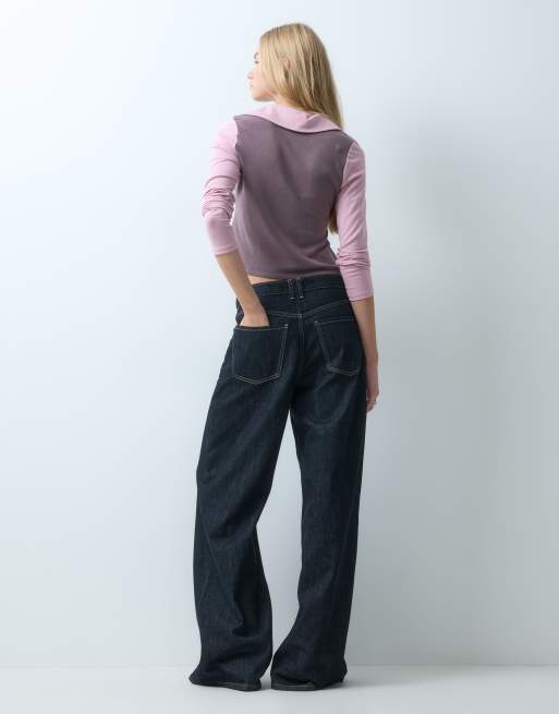 Laagam vesper long sleeve polo t-shirt in pink, 4 of 4